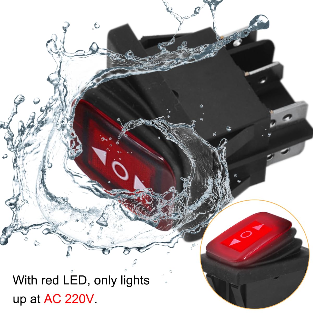 Thumbnail 5 de HAAMNING7 Rocker Switch Momentary 6 Pin DPDT ON-Off-ON 12V 10A with LED (2-Pack)