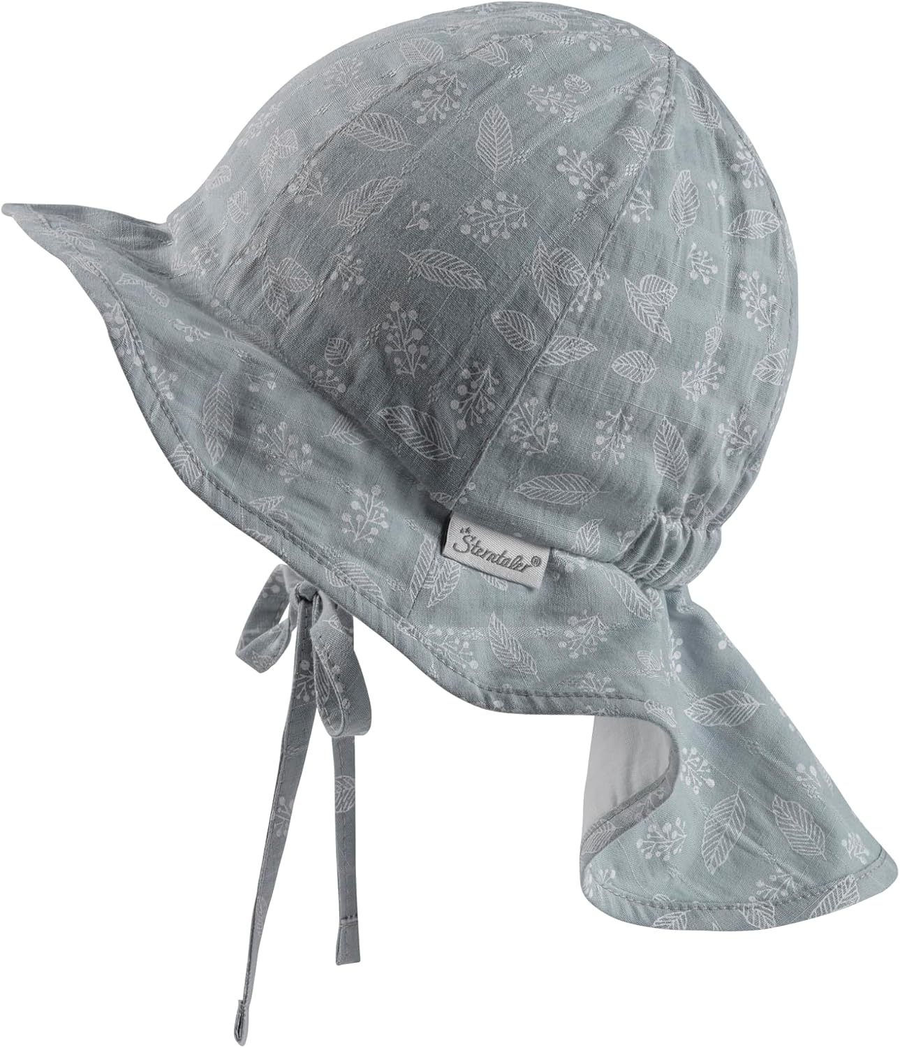 Detalle de Sterntaler Sonnenhut Blätter mit Nackenschutz – Baumwollstoff mit Bindeband, UV30