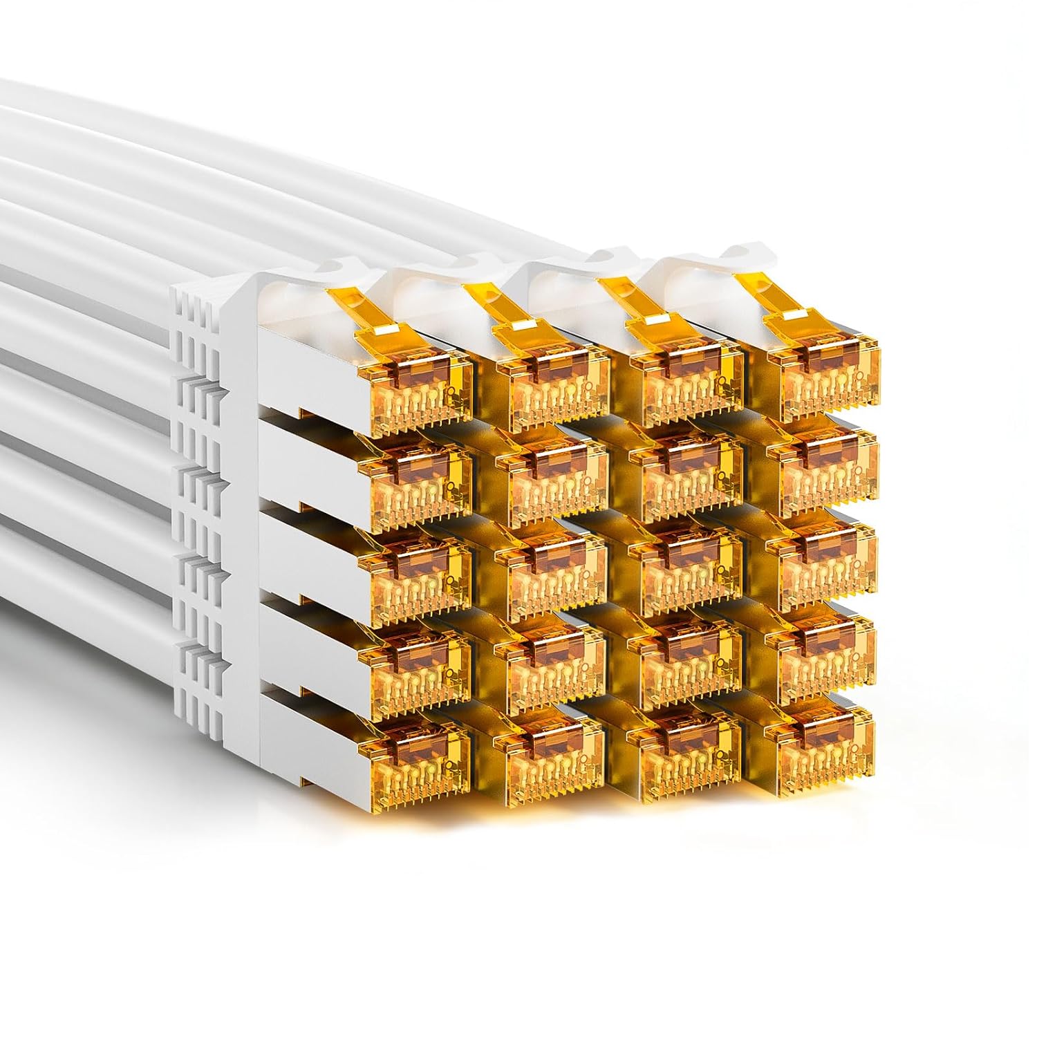 Detalle de iwillink 20x 0,5 m CAT7 Patchkabel – kurzes, geschirmtes LAN-Kabelset (S/FTP, Kupfer, Weiß)