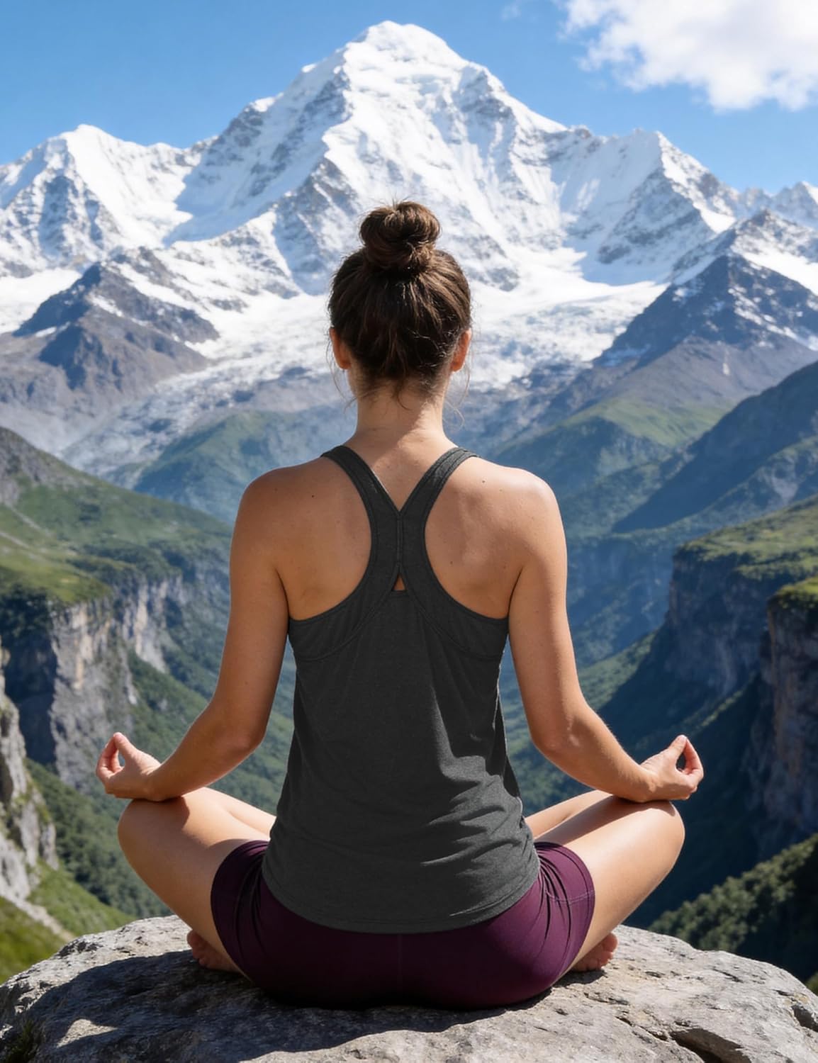 Thumbnail 3 de Gyabnw canotta sportiva da donna girocollo con schiena incrociata e inserti traforati