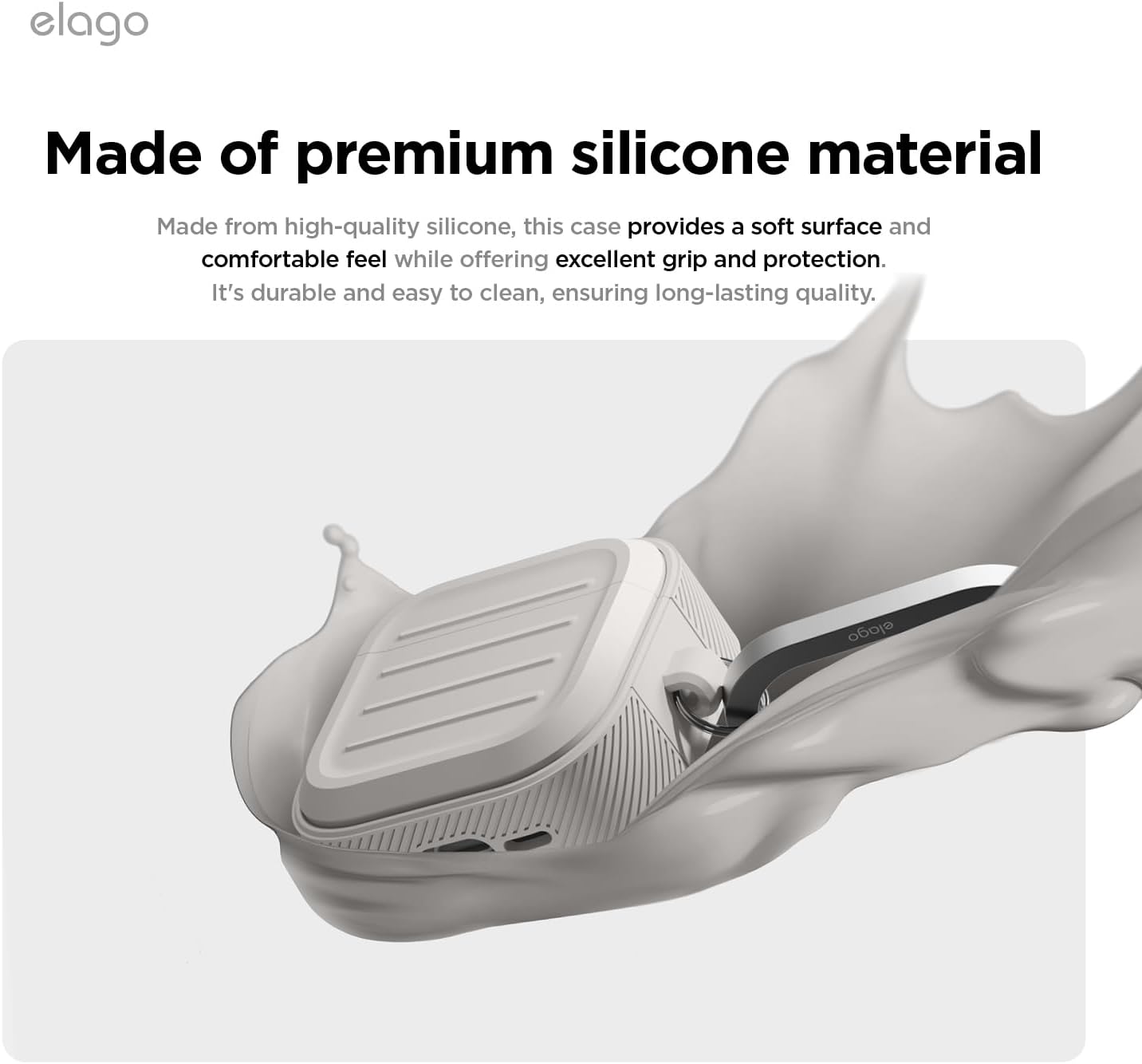 Detalle de elago Coque Armor pour étui AirPods 4 (et AirPods 4e) avec mousqueton et compatible charge sans fil