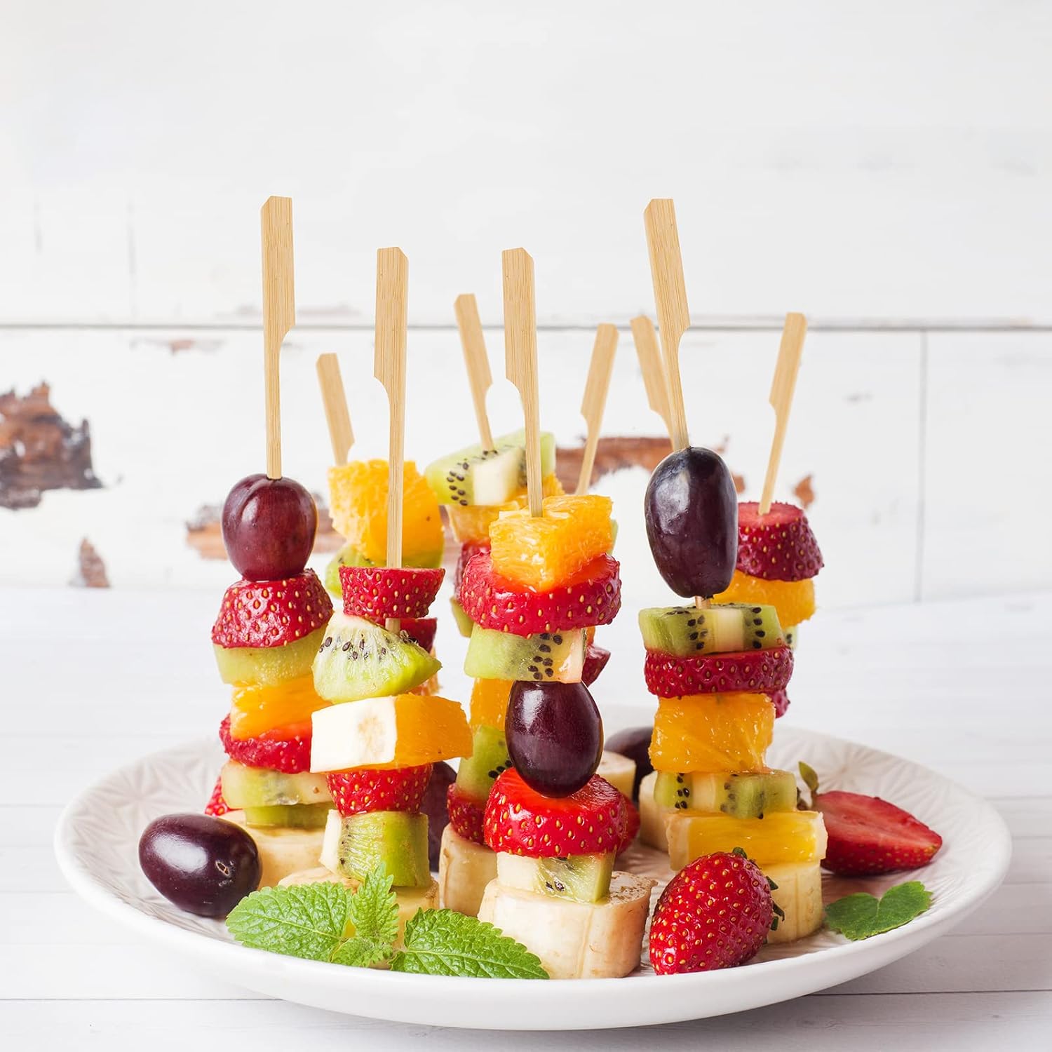 Detalle 2 de BBQStyle 18 CM Bamboo Skewers, 120 Natural Paddle Cocktail Picks