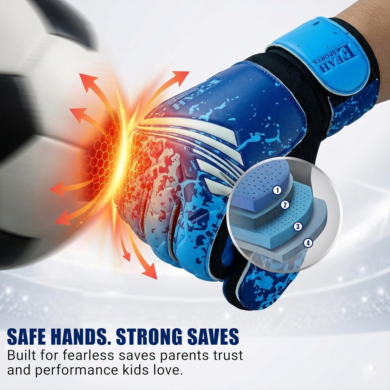 Thumbnail 4 de EFAH SPORTS Size 5 Youth Soccer Goalie Gloves with Latex Palm