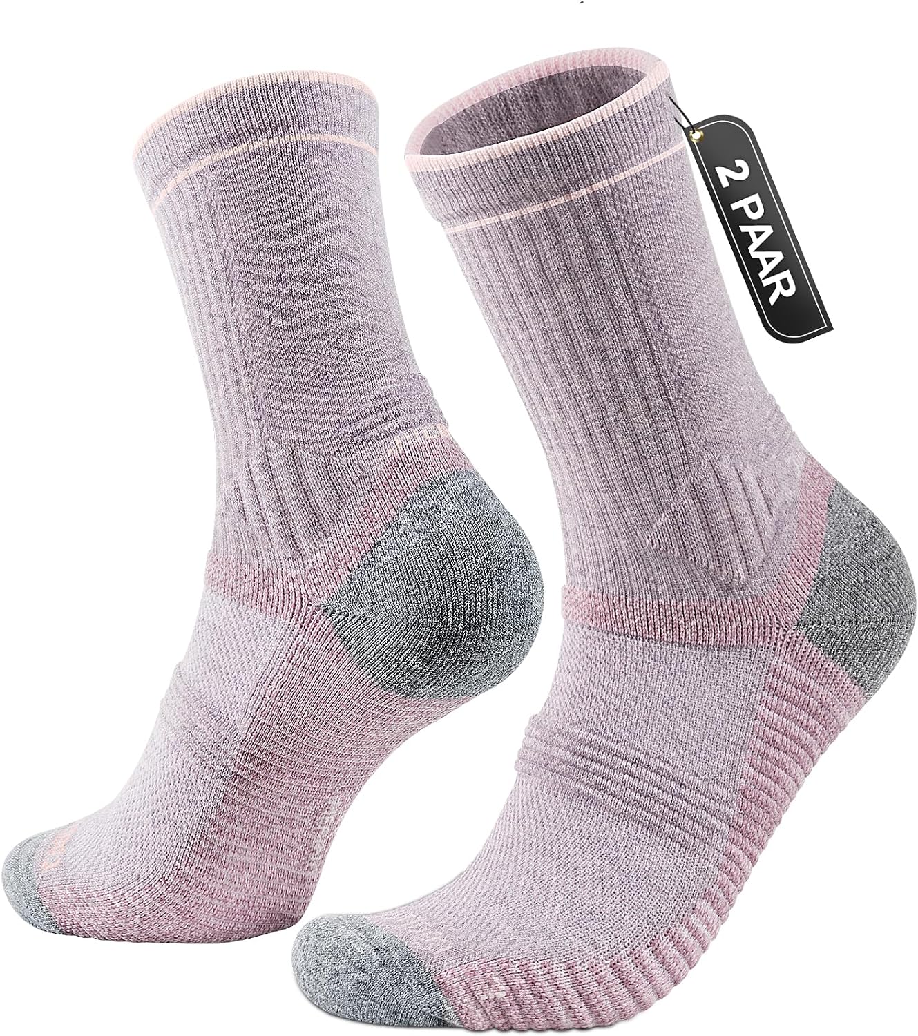 Detalle de Juclise Sommer Merinowolle Wandersocken für Damen mit Kompression und Anti-Blasen-Polsterung