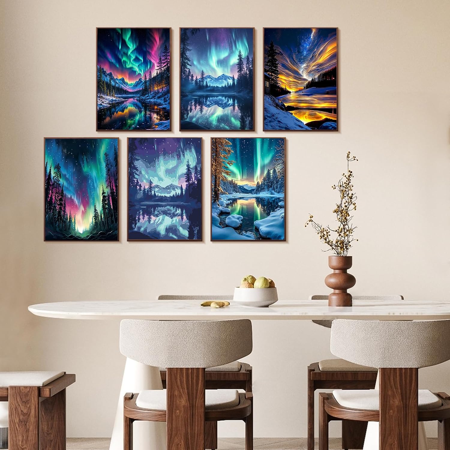 Detalle 2 de Aurora Paint by Numbers for Adults – 6 Pack Canvas by Numbers (25x35cm)