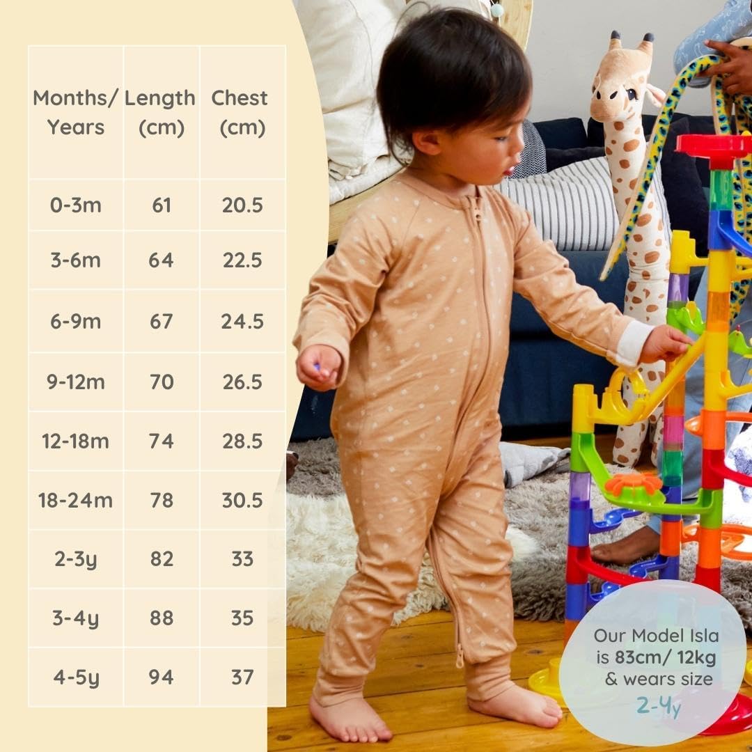 Detalle de Bramble & Bear 2-Pack Toddler & Baby Sleepsuits – Organic Cotton, Full Zip, Foldable Foot Covers