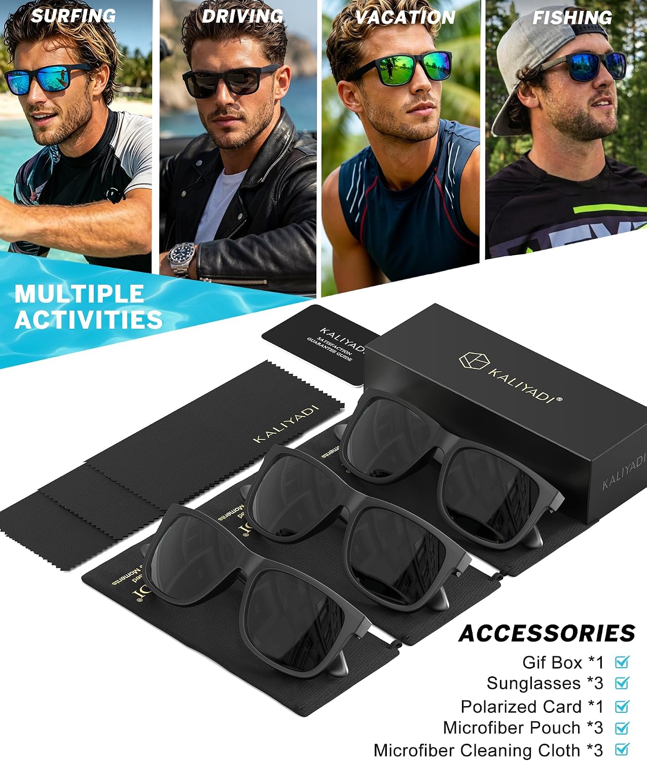 Detalle 2 de KALIYADI Polarized Sunglasses 3-Pack