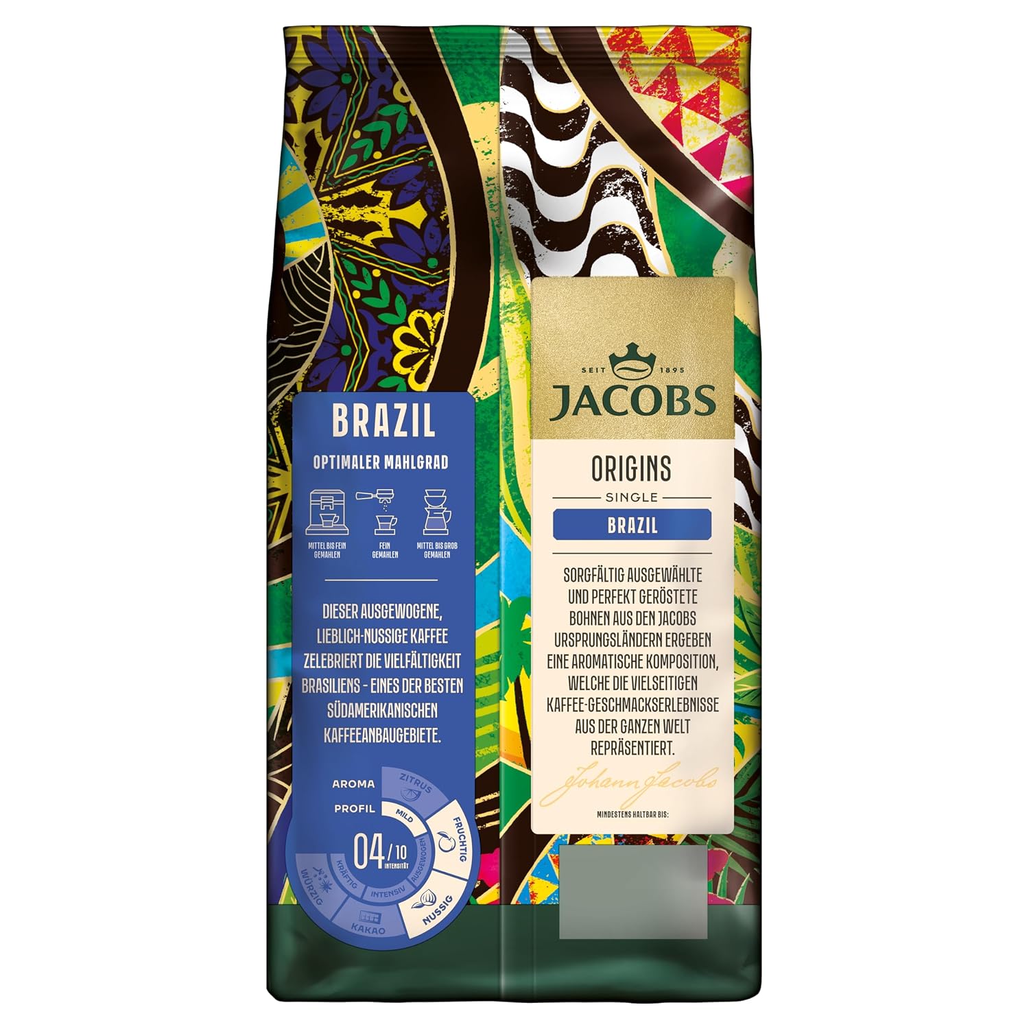Detalle de Jacobs Kaffeebohnen Origins Brazil – milder, nussiger Geschmack aus Brasilien, 1 kg Ganze Bohnen