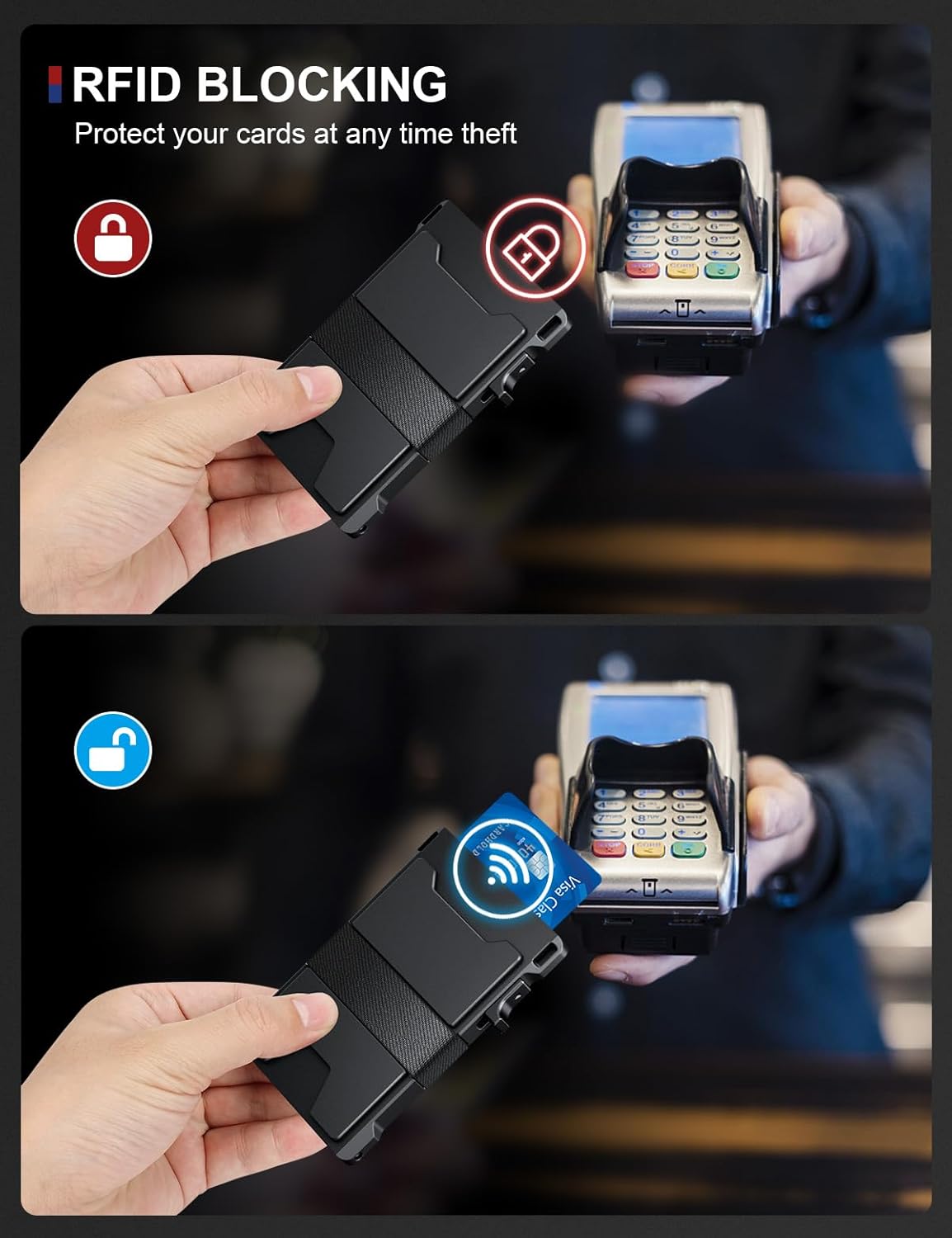 Thumbnail 3 de dwnkove Porta Carte di Credito Uomo Slim in Alluminio con Pop-Up e RFID/NFC (12+ carte)