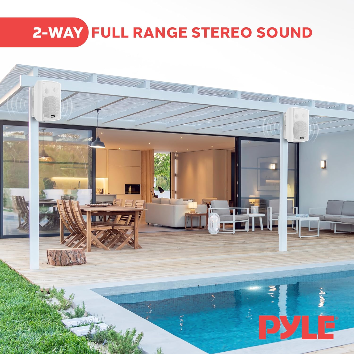 Detalle de Pyle Outdoor Bluetooth Speakers, Weatherproof Wall-Mounted dual pair for Patio and Deck