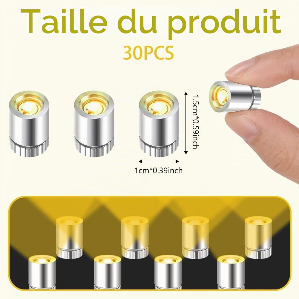 Detalle de AUAUY Compact mini-ledlampjes op batterijen, warmwit, set van 30