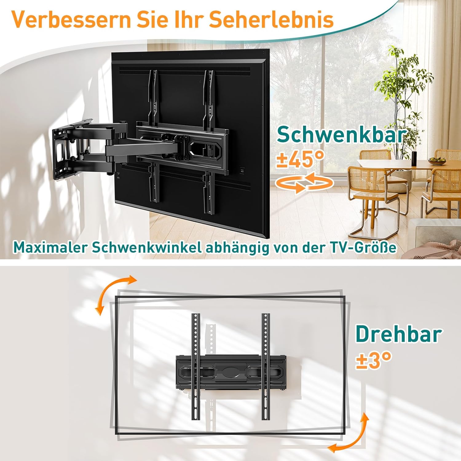 Thumbnail 3 de ELIVED TV Wandhalterung schwenkbar und neigbar für 26–70 Zoll, bis max. VESA 400x400 mm