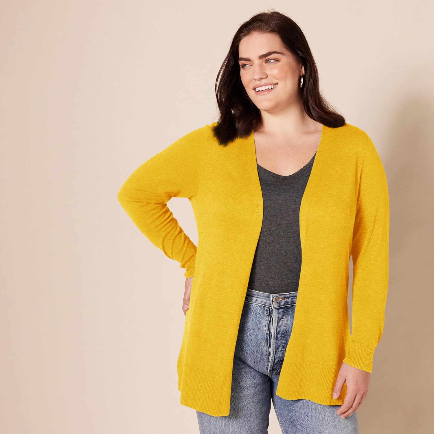 Detalle de Amazon Essentials Women's Lightweight Long Open-Front Cardigan (Available in Plus Size)