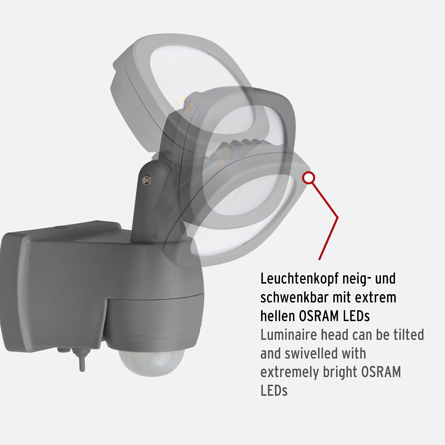 Detalle 2 de Brennenstuhl Projecteur LED LUFOS 400 avec détecteur de mouvement – éclairage extérieur sans fil