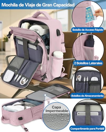 Thumbnail 3 de KLOSTAIN Mochila de Cabina 20L 40x20x25 cm Rosa Claro | Ideal para Ryanair y viajes ligeros