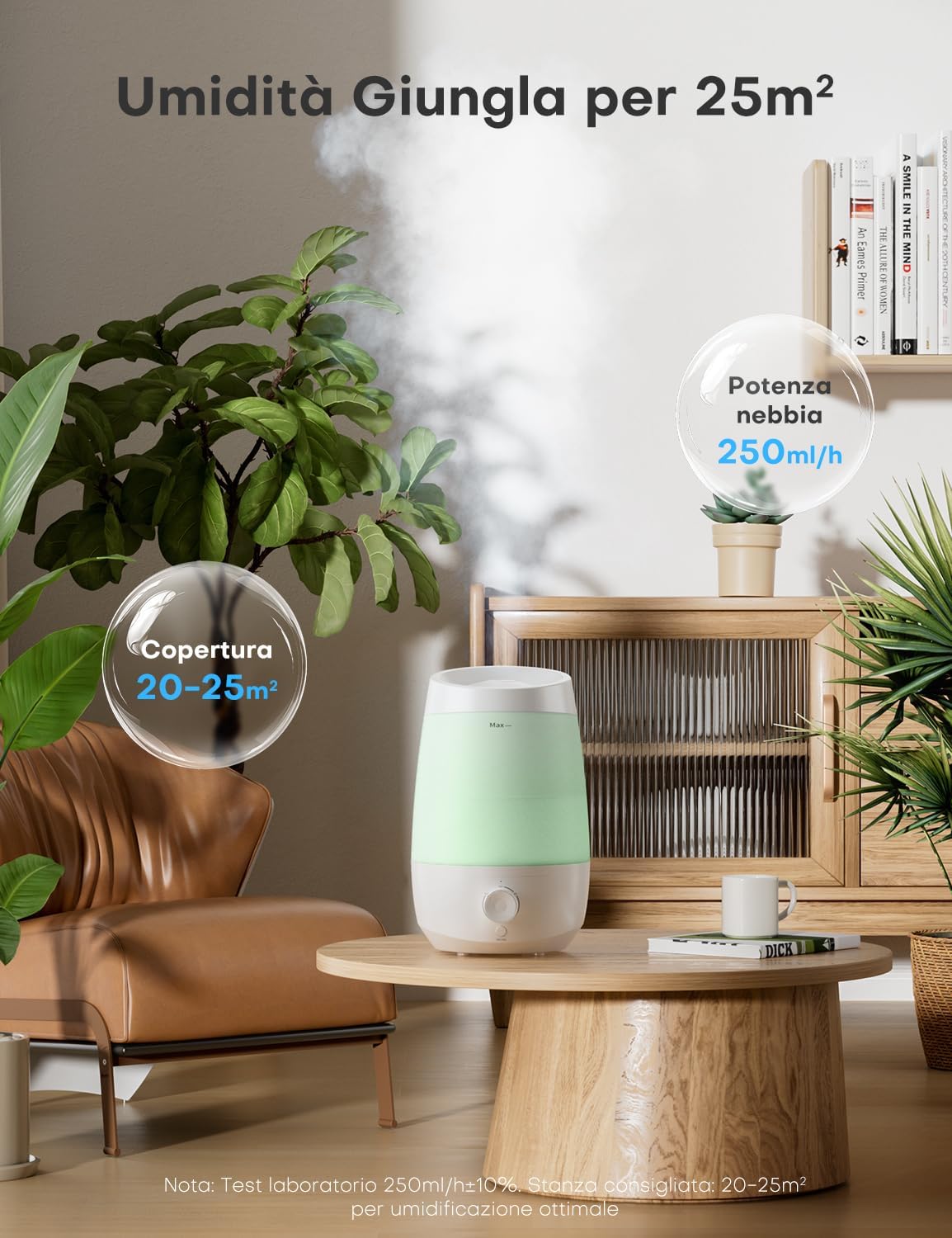 Detalle 2 de AROEVE Umidificatore ambiente 2,5L, 25 dB silenzioso 🌫