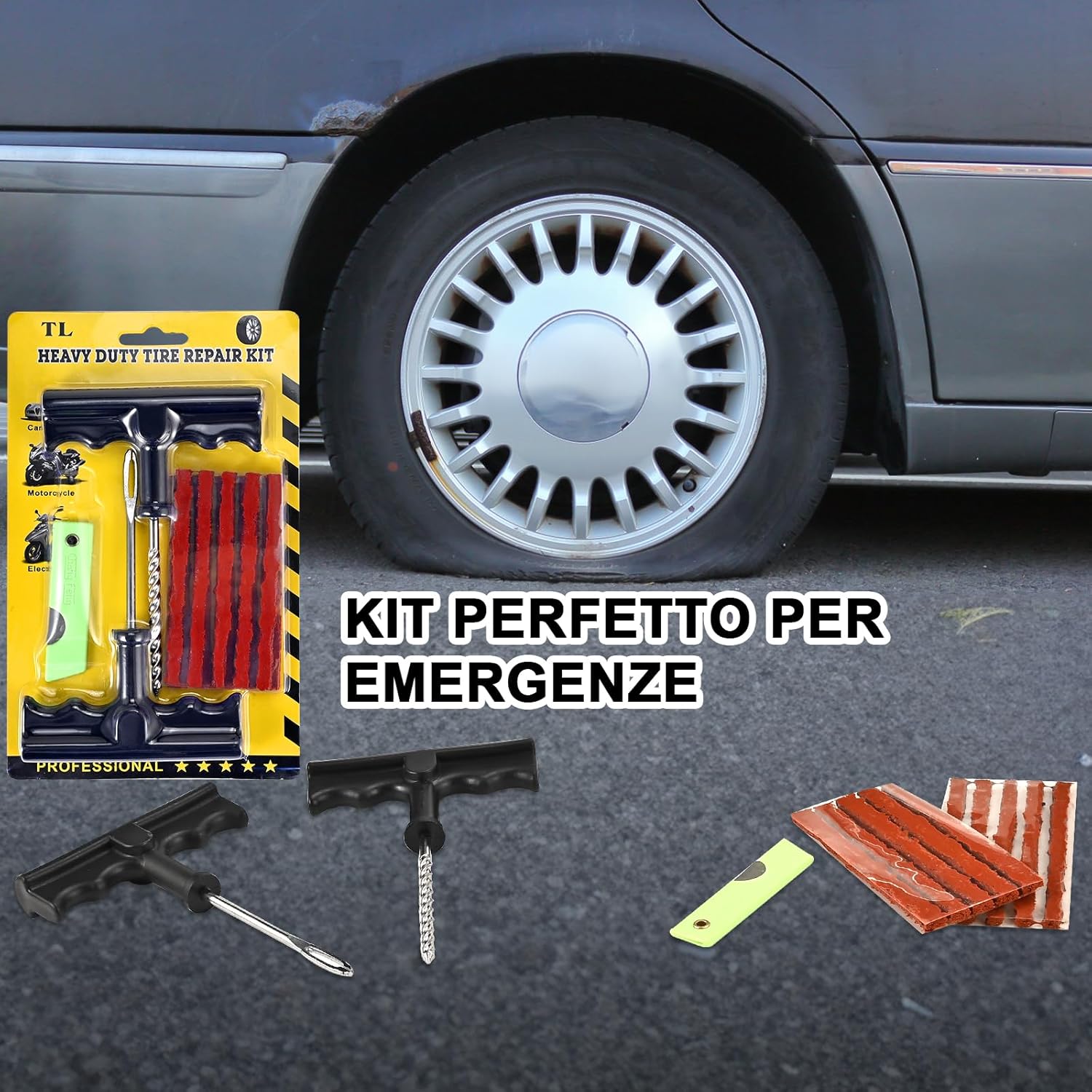 Thumbnail 5 de Faburo Kit Riparazione Pneumatici Auto, Moto e Professionale: affidabile e pratico per piccoli fori