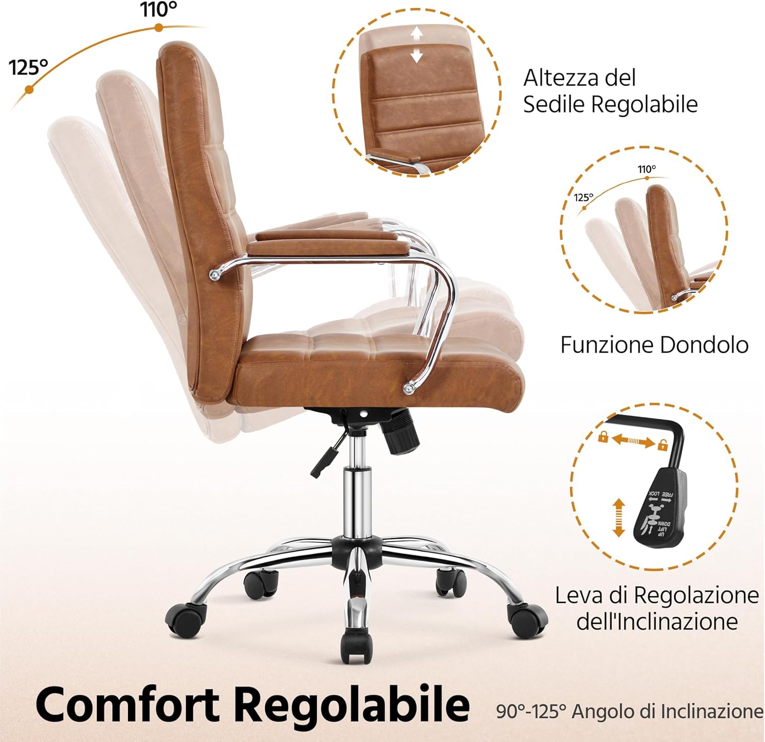 Thumbnail 5 de Yaheetech sedia ergonomica 130 kg
