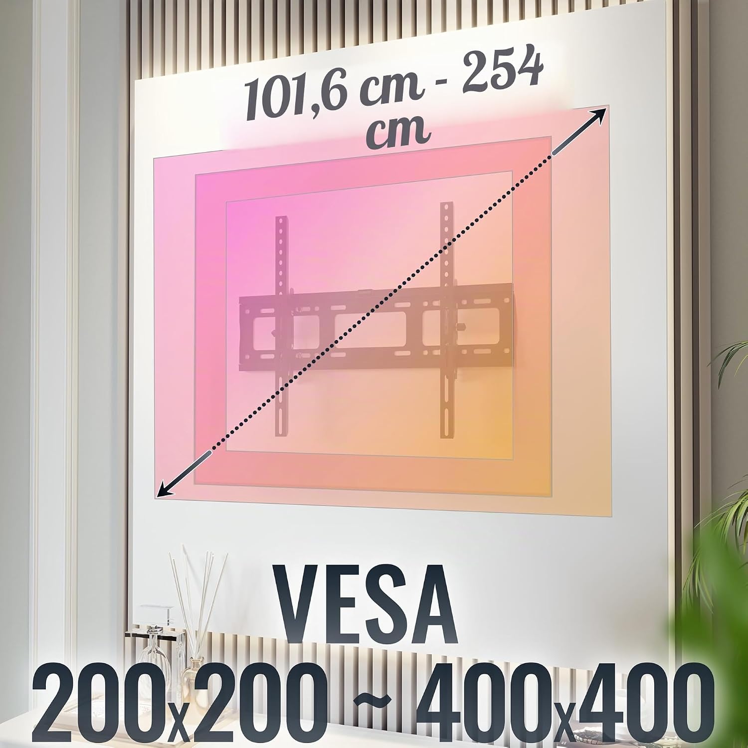 Detalle de RICOO R07: Staffa TV da parete inclinabile per 40–100 pollici, portata fino a 100 kg (VESA 200x200–600x400)