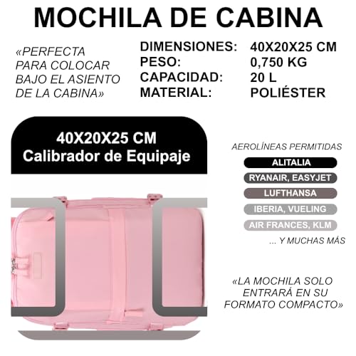 Thumbnail 2 de 1990s Mochila cabina expandible Rosa 25L