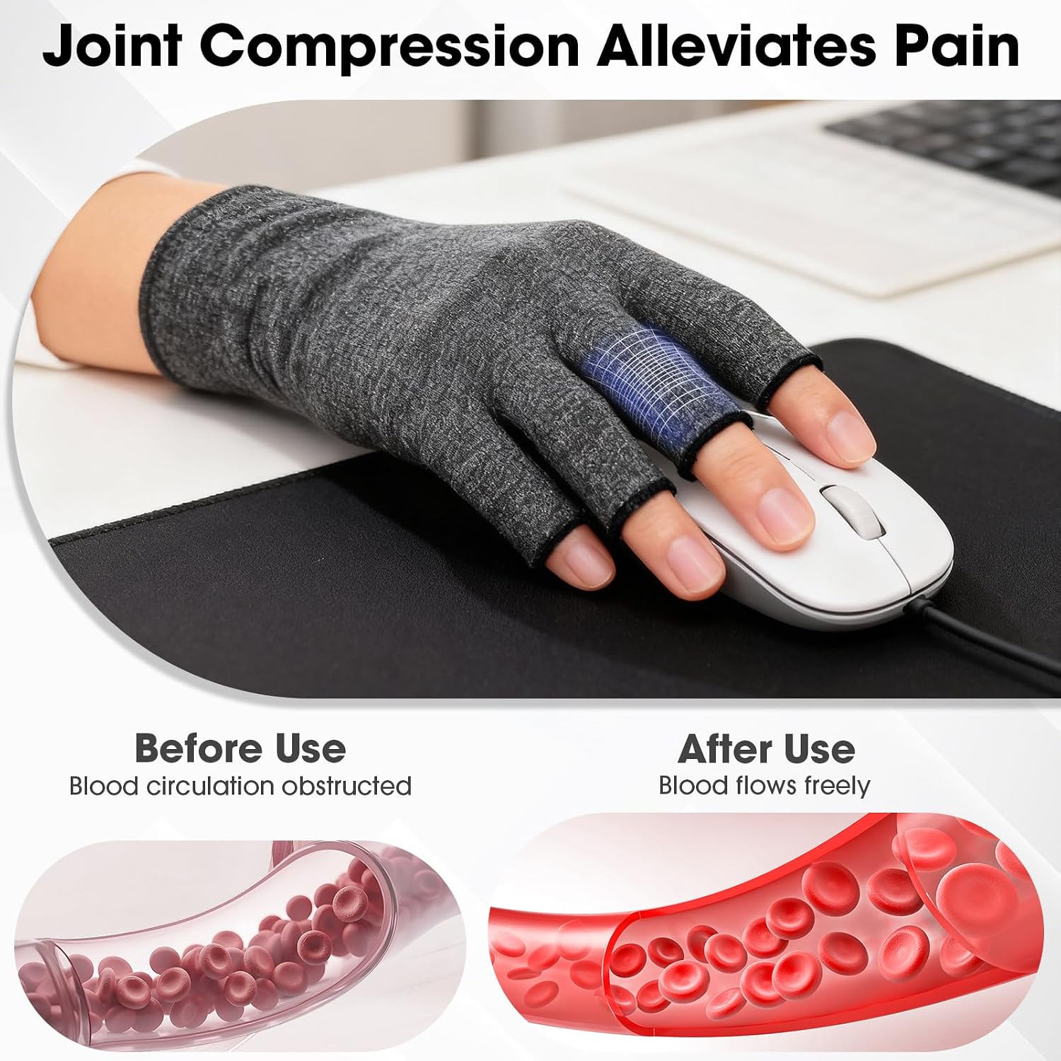 Detalle 1 de SUPERFA 2 Pairs Compression Arthritis Gloves