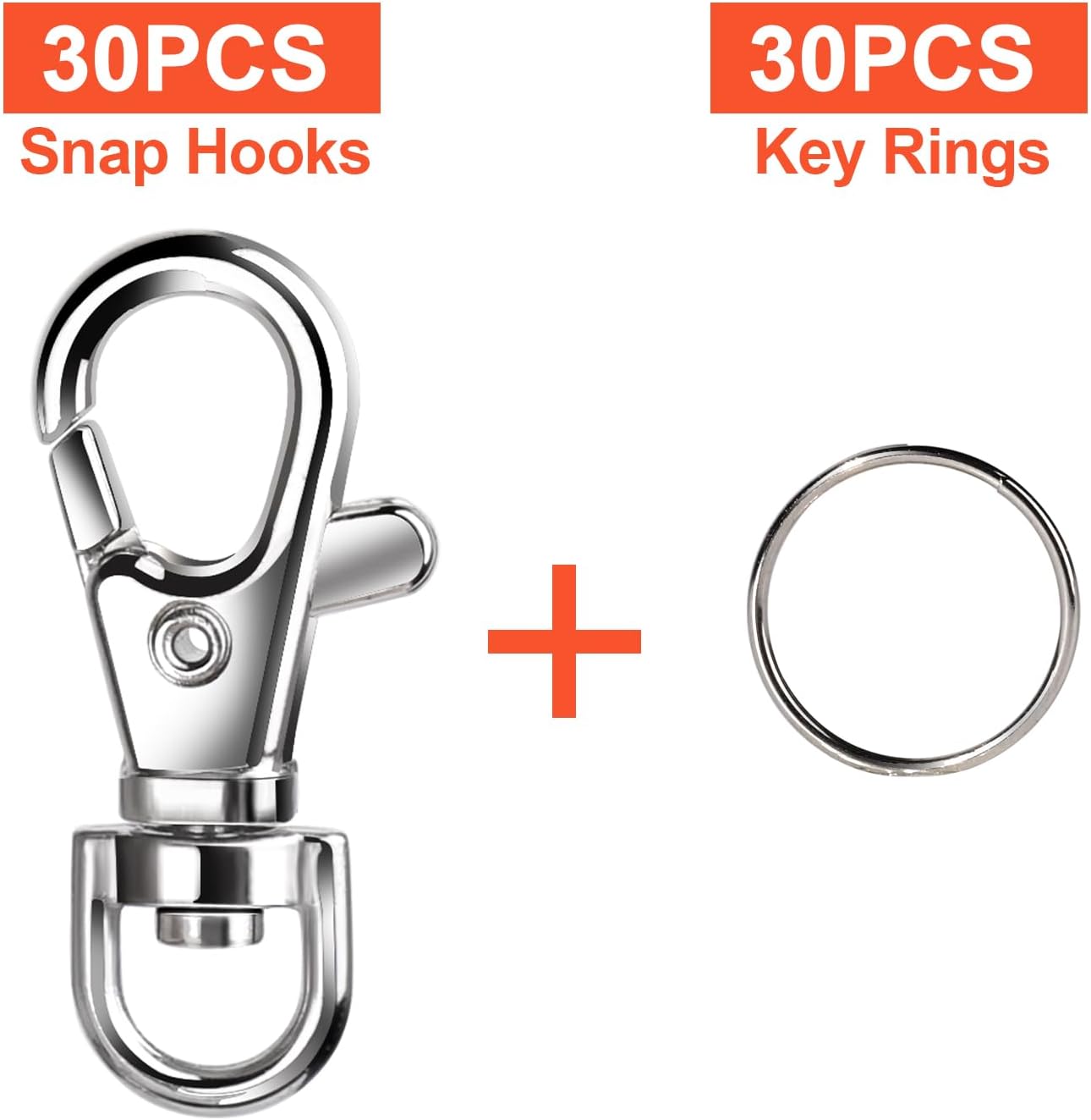 Detalle 2 de LEOBRO 60 Keychain Making Kit, 60-Piece Silver Zinc Alloy Set