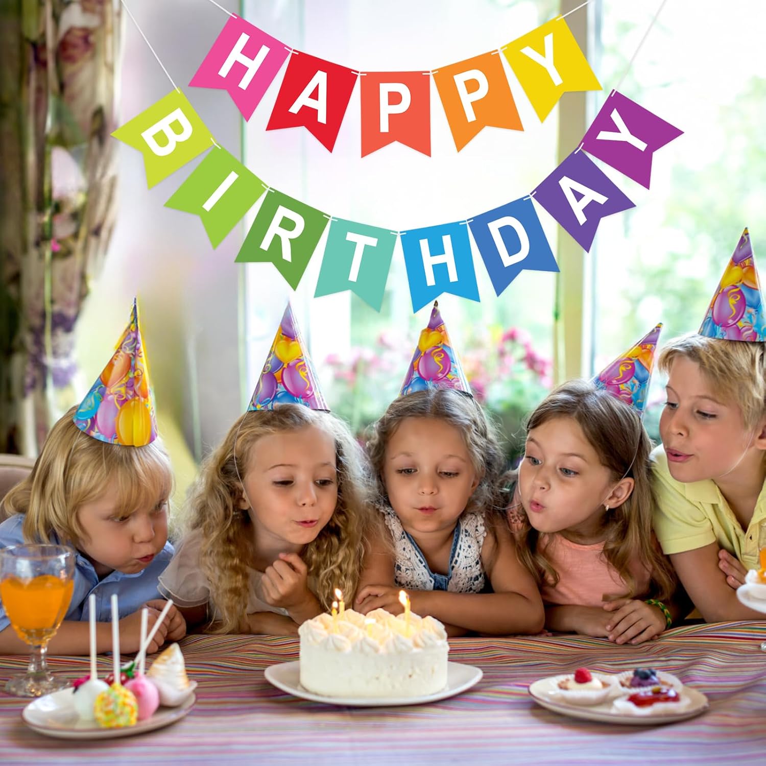 Thumbnail 5 de G2PLUS Pre-strung Happy Birthday Banner Rainbow (16x20cm cards) — Large 6M garland