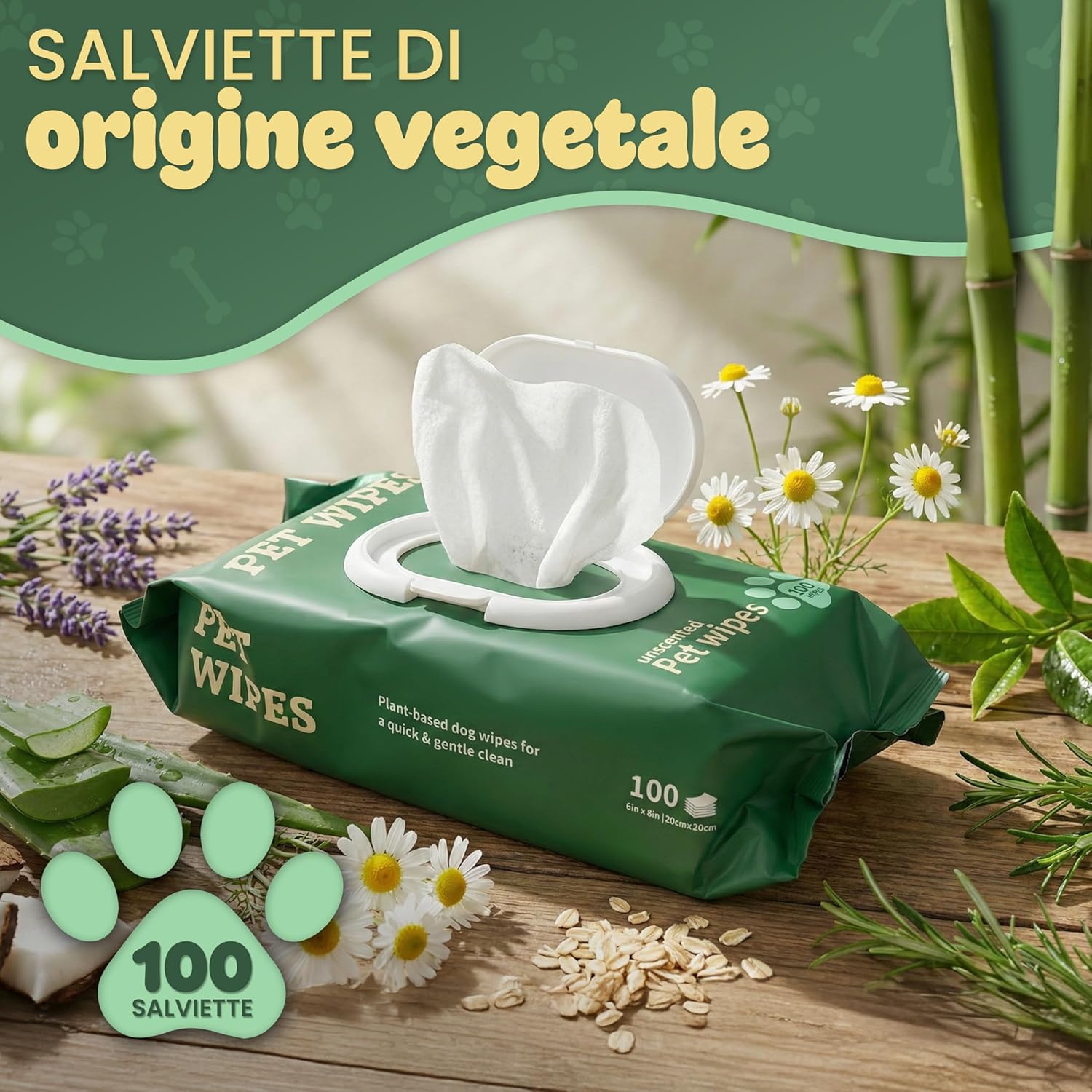 Detalle de Generico Salviette per Cani Senza Profumo e Senza Alcol – Salviette Umidificate per Zampe, Pelo e Muso