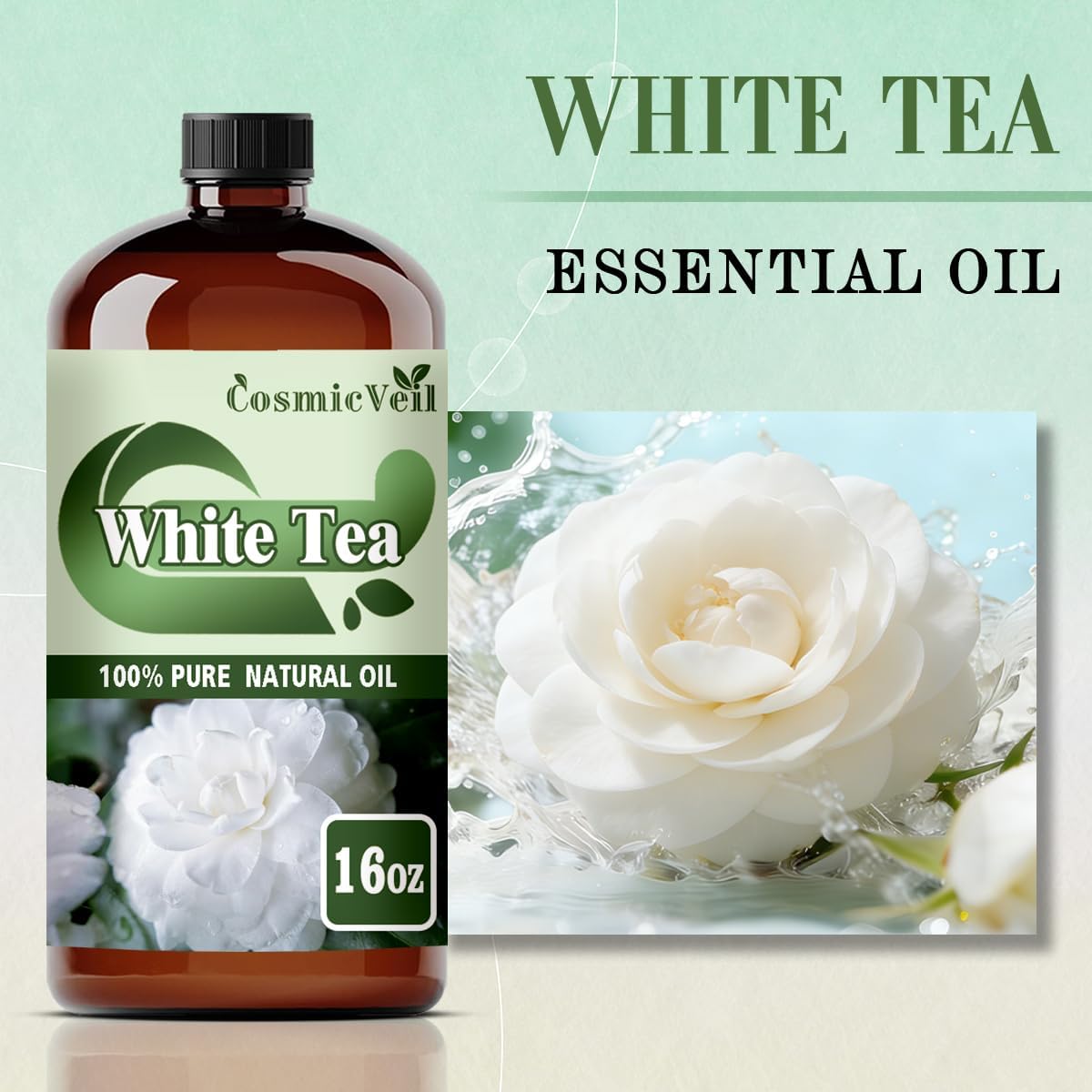 Detalle 2 de CosmicVeil White Tea Fragrance Oil 16 fl oz