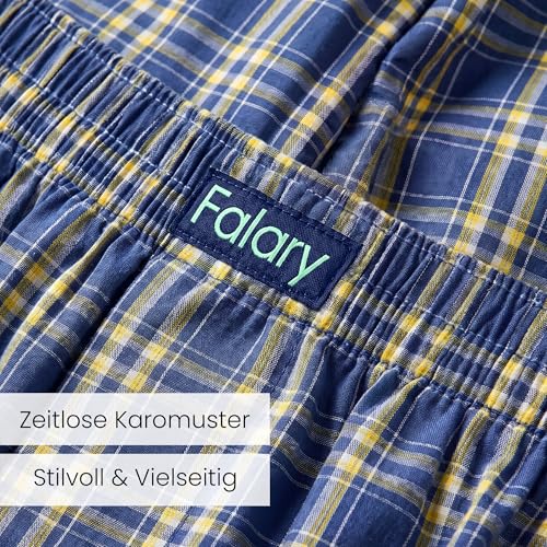 Detalle de FALARY Herren Boxershorts locker geschnitten, kariert – 6er-Pack