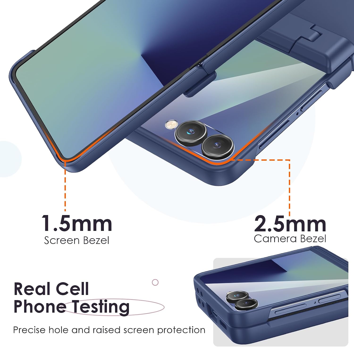 Thumbnail 6 de HWeggo Case for Samsung Galaxy Z Flip 7 (2025) – Hinged Protection, Built‑in Screen Protector, Blue