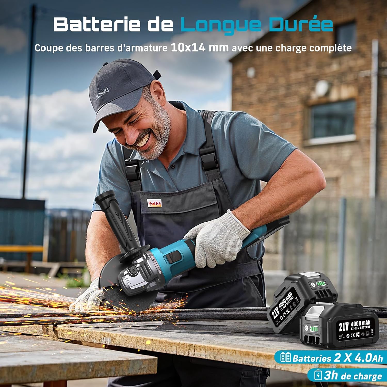 Thumbnail 1 de SEESII Meuleuse d'angle sans fil 125 mm 2x4000 mAh