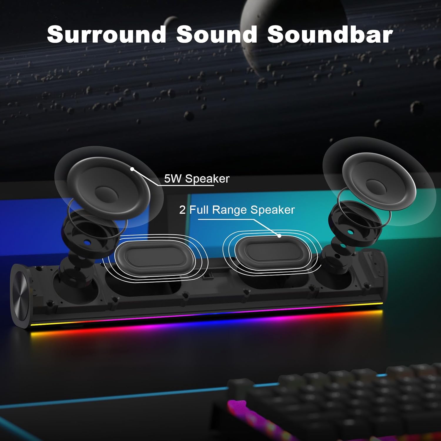 Thumbnail 4 de SOULION R100 PC Speakers: Compact USB‑Powered Bluetooth Soundbar for Desktop and Laptop