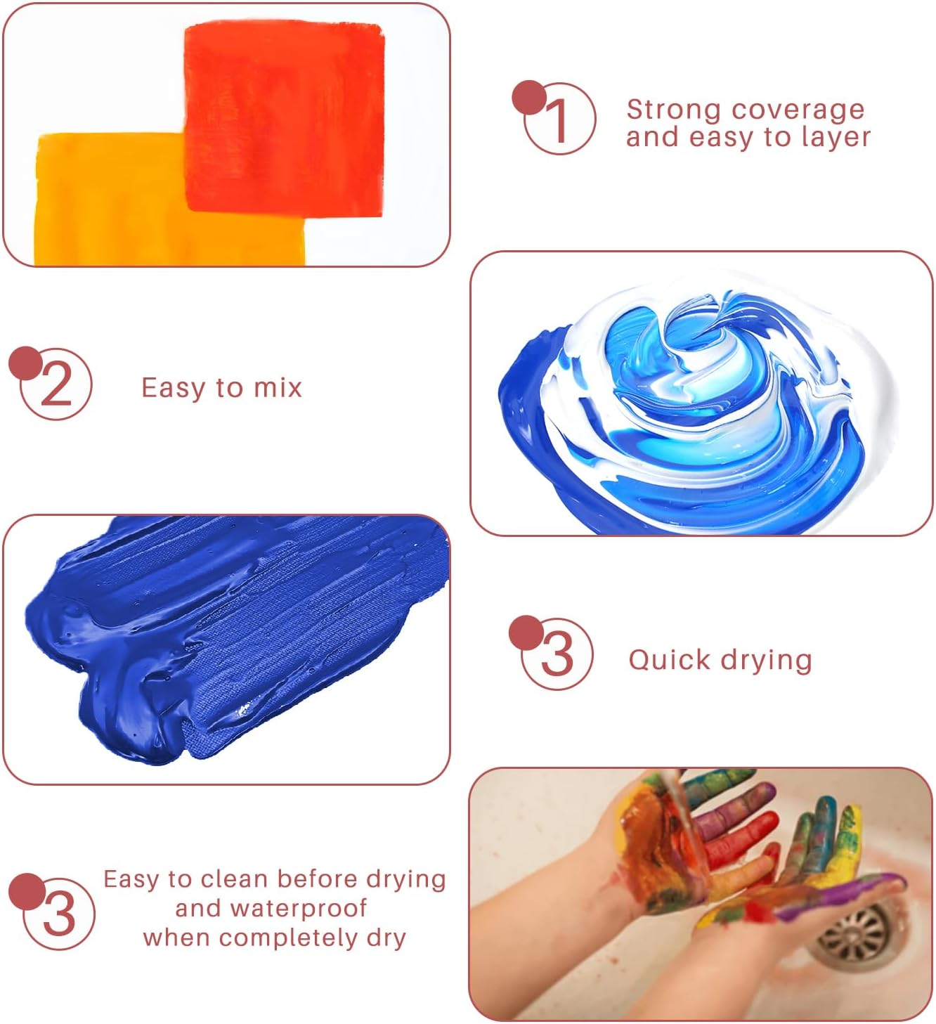 Thumbnail 3 de Artecho Acrylic Paints Set (48 colours, 2oz/59ml each) with 10 art brushes
