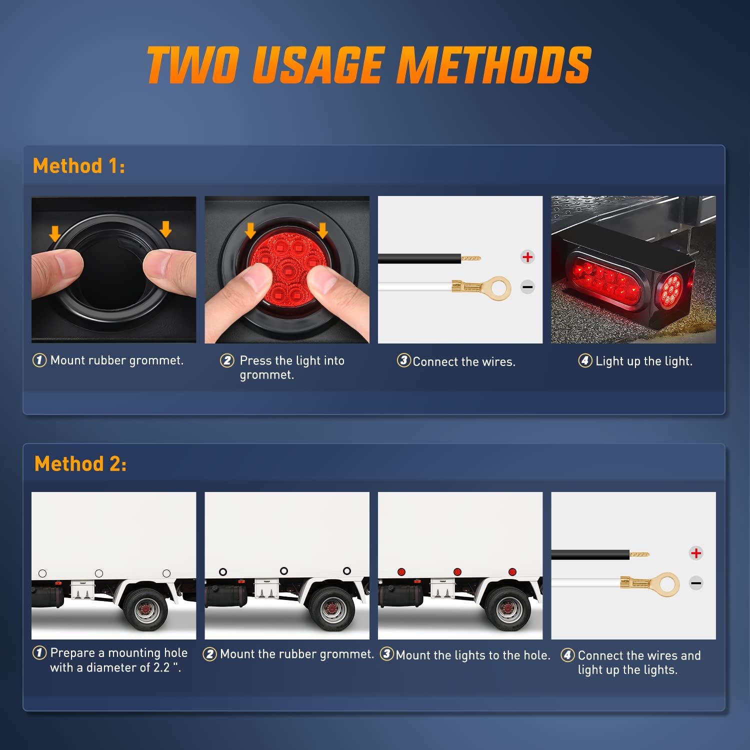 Detalle 2 de Nilight 2-Inch Round Red Marker Light (2-Pack) — 9 SMD LED Clearance/Indicator for 12V Trucks & Trailers