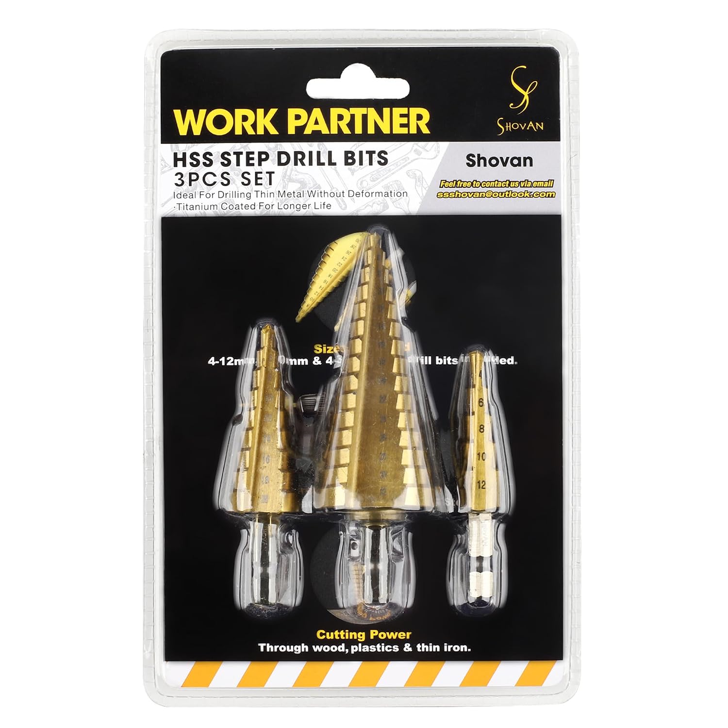 Detalle 2 de SS SHOVAN 3PCS HSS Step Bits 4-32mm