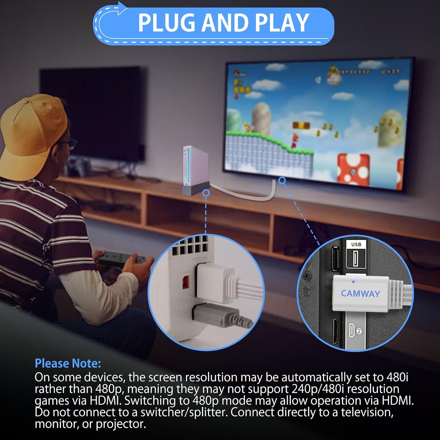 Thumbnail 3 de CAMWAY Wii to HDMI Converter 1080P
