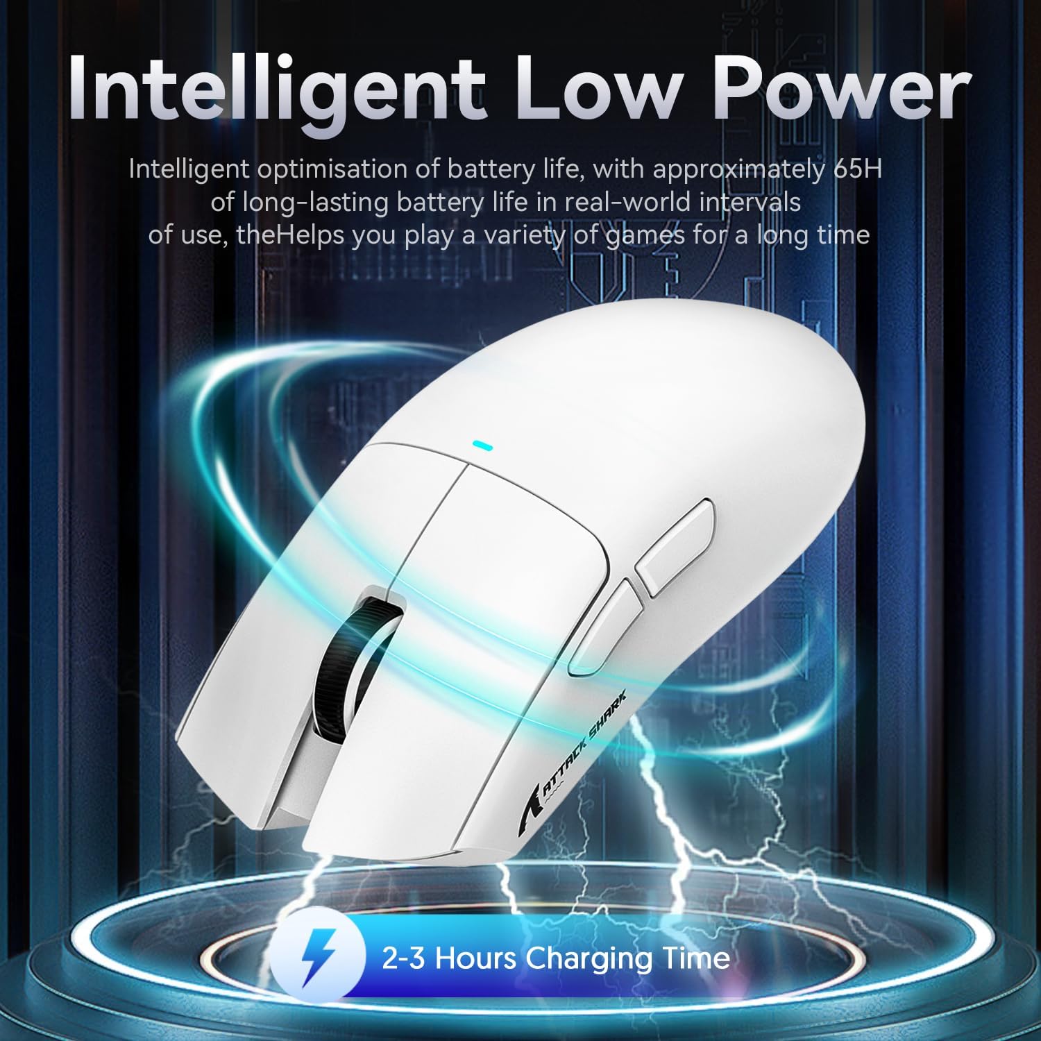 Thumbnail 4 de ATTACK SHARK X11 gaming mouse with magnetic charging dock (22,000 DPI) – 2.4G/Bluetooth/wired, 63g (White)