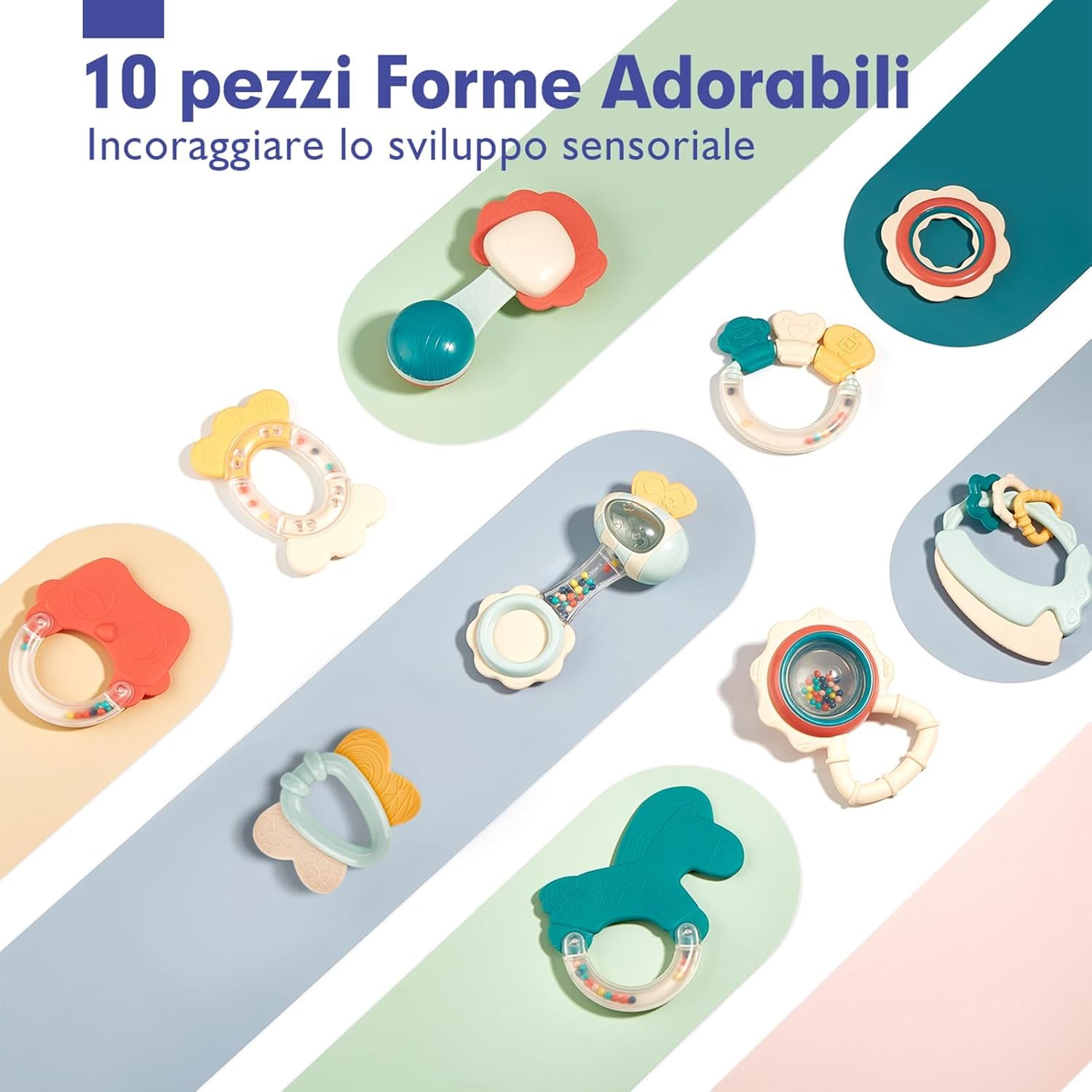 Thumbnail 1 de hahaland Sonaglio Neonato 0-3 Mesi, set da 10 pezzi con massaggiagengive (senza BPA)