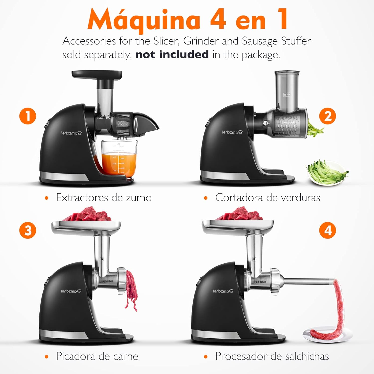Detalle 2 de AMZCHEF Licuadora prensado en frío 🍏 - Extractor de zumos