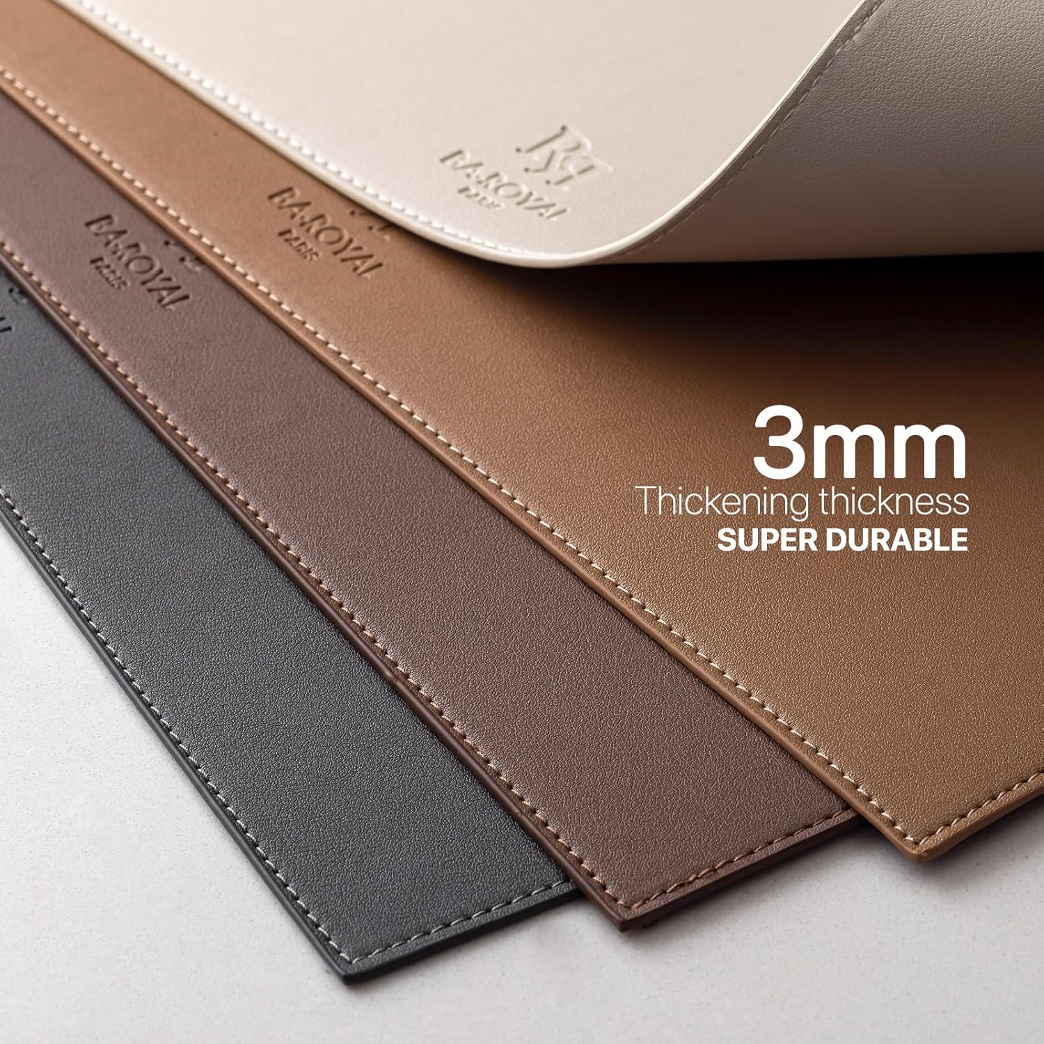 Thumbnail 2 de Baroyal Faux Leather Placemats (Set of 6) — Vinyl Washable, Non-Slip, Heat-Resistant Table Mats for Indoor/Outdoor Dining (Black)