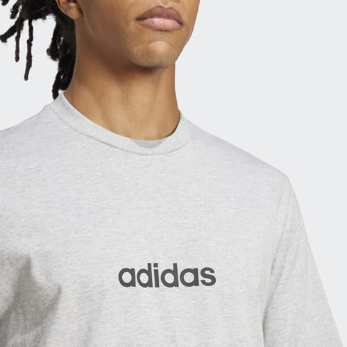 Detalle de Adidas Uomo Essentials Linear Single Jersey Shirt – Girocollo, Regular Fit, 100% Cotone