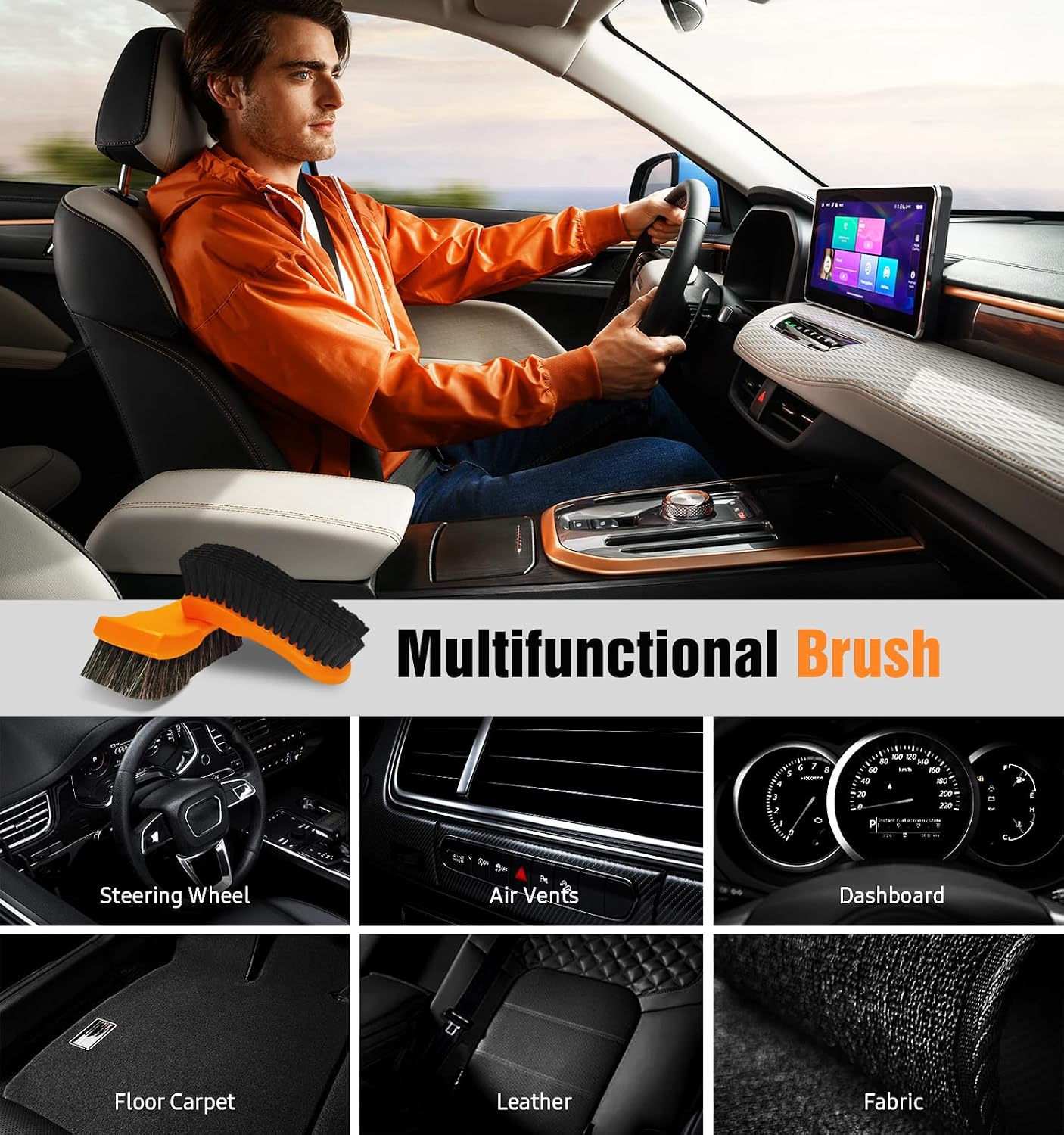 Detalle 2 de Leather brush set for car interiors