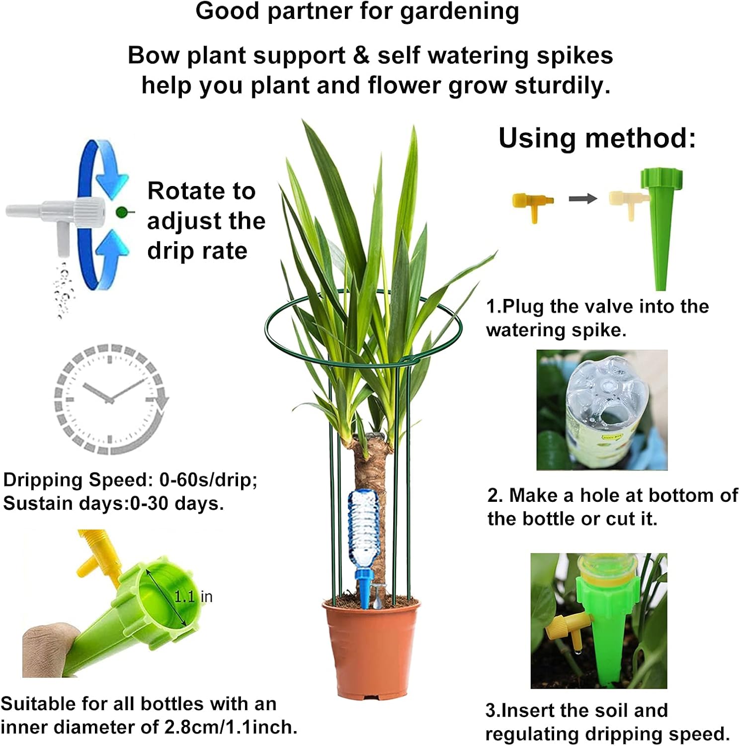 Thumbnail 5 de KAZITOO 4 Pack Large 60cm Tall Bow Plant Support Stakes