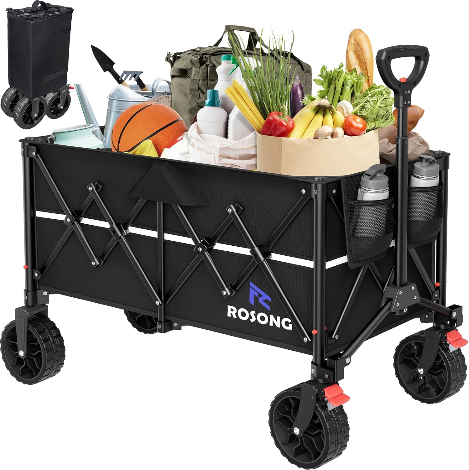 Detalle de ROSONG ZW001 150L Collapsible Wagon Cart, 350-lb Capacity, Folding Design
