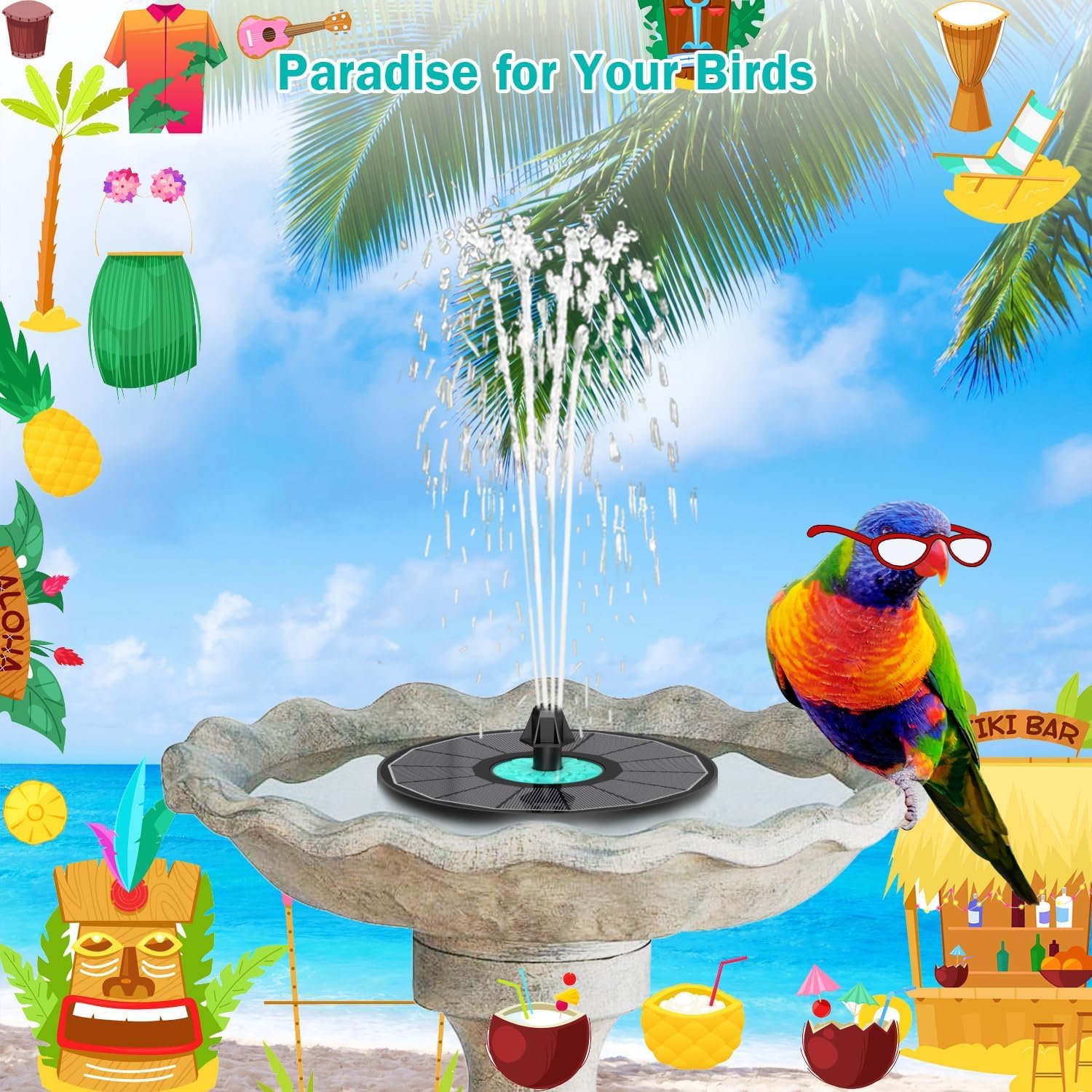 Thumbnail 6 de SZMP Solar Springbrunnen für Außen (3,5 W) mit 7 Düsen und 4 Fixierrohren – für Garten, Vogelbad & Teich