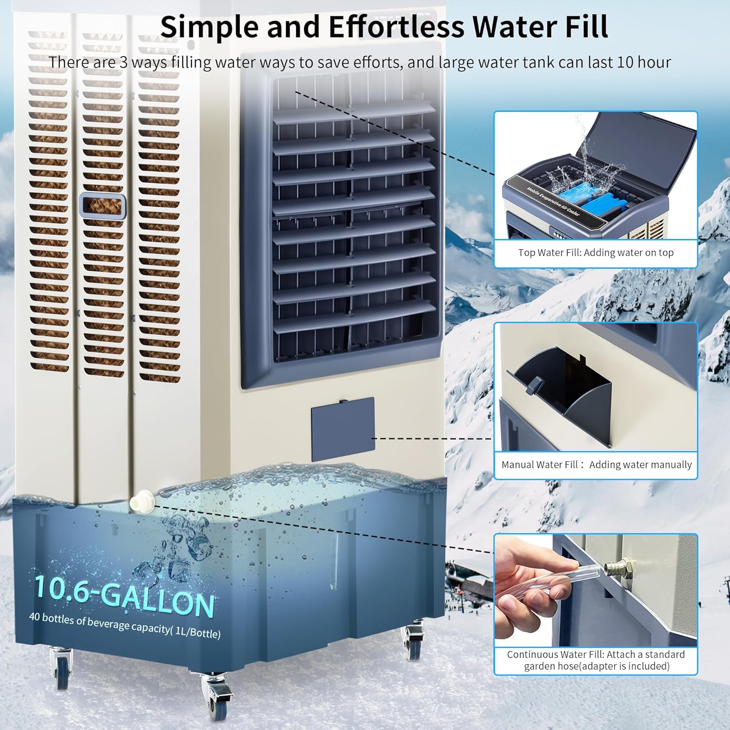 Detalle 2 de Uthfy 41" Swamp Cooler: 4800 CFM Evaporative Cooler for Large Spaces