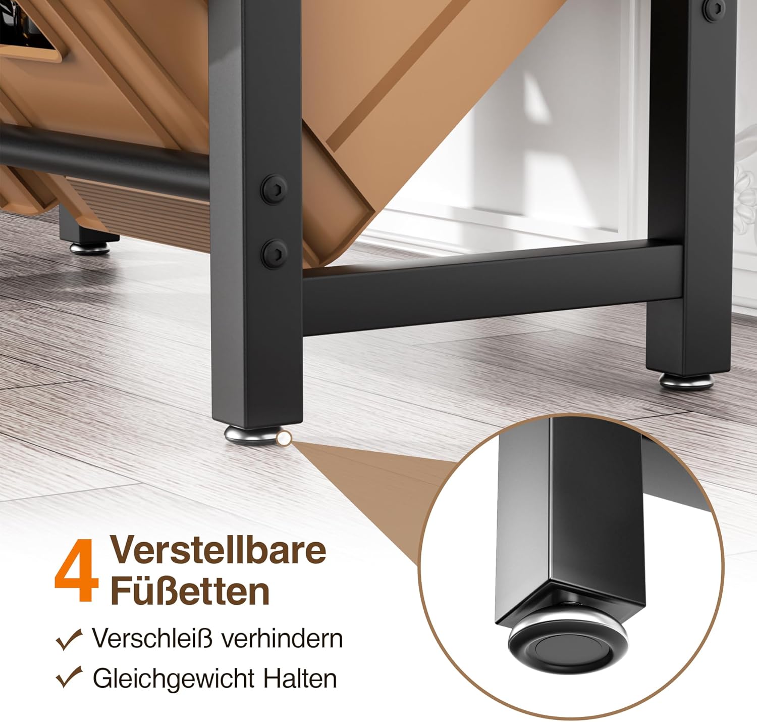 Detalle de pickpiff 4-Kästen Getränkekistenregal mit Ablage – Schwarz, Metall, 2 Ebenen für Küche, Wohnzimmer & Keller