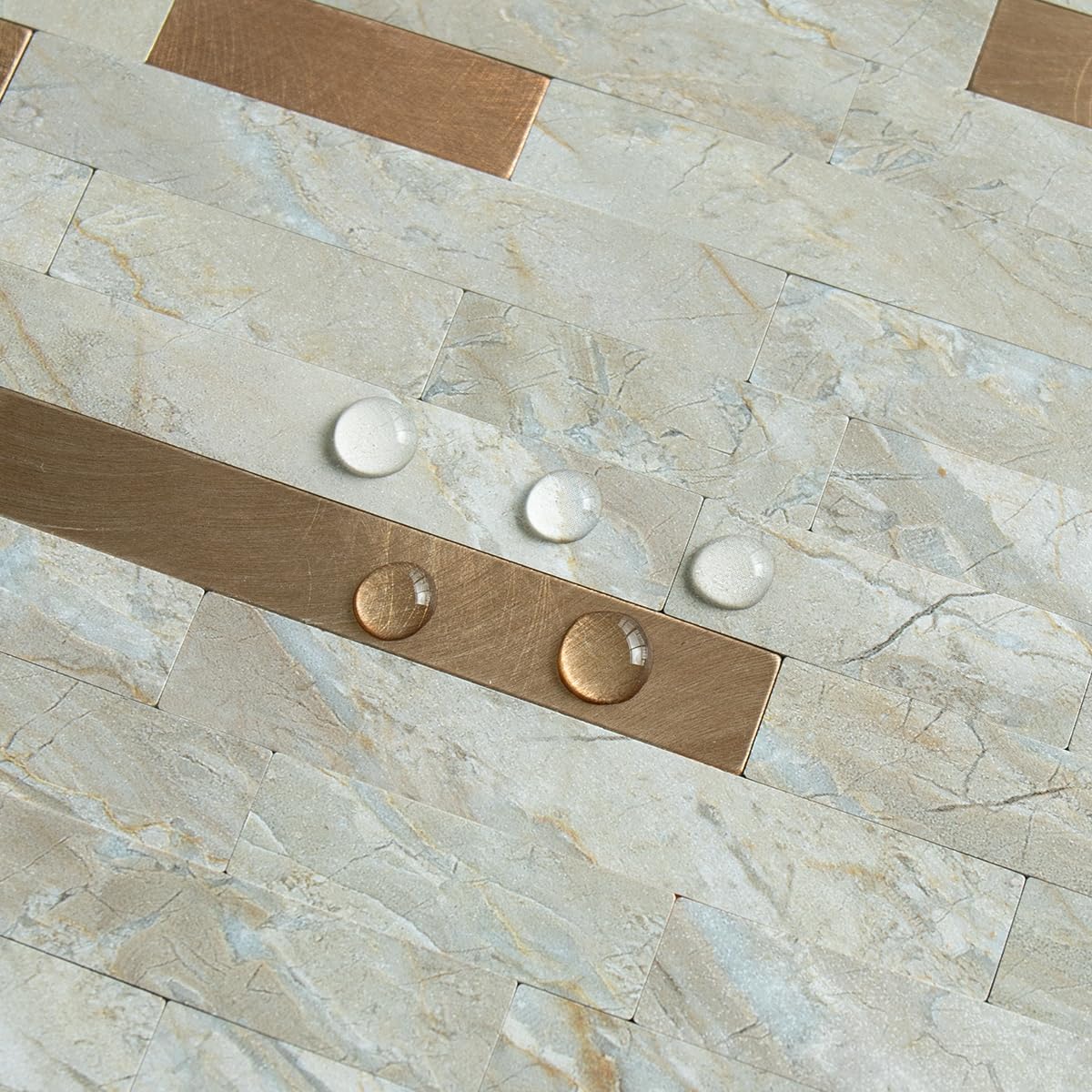 Detalle 2 de AULIGET Faux Stone Peel-and-Stick Backsplash, Light Brown PVC, 20 Sheets