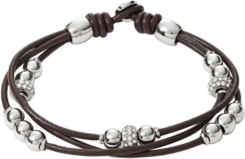 Thumbnail 3 de Fossil bracciale da donna in vera pelle con chiusura a bottone